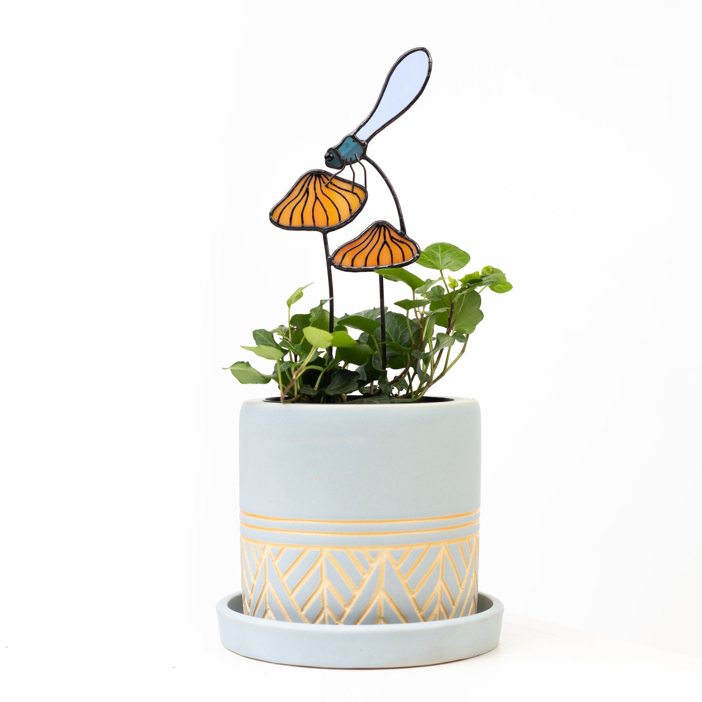 Stained Glass Dragonfly Suncatcher and Plant Stake - Versatile Home and Garden Decor