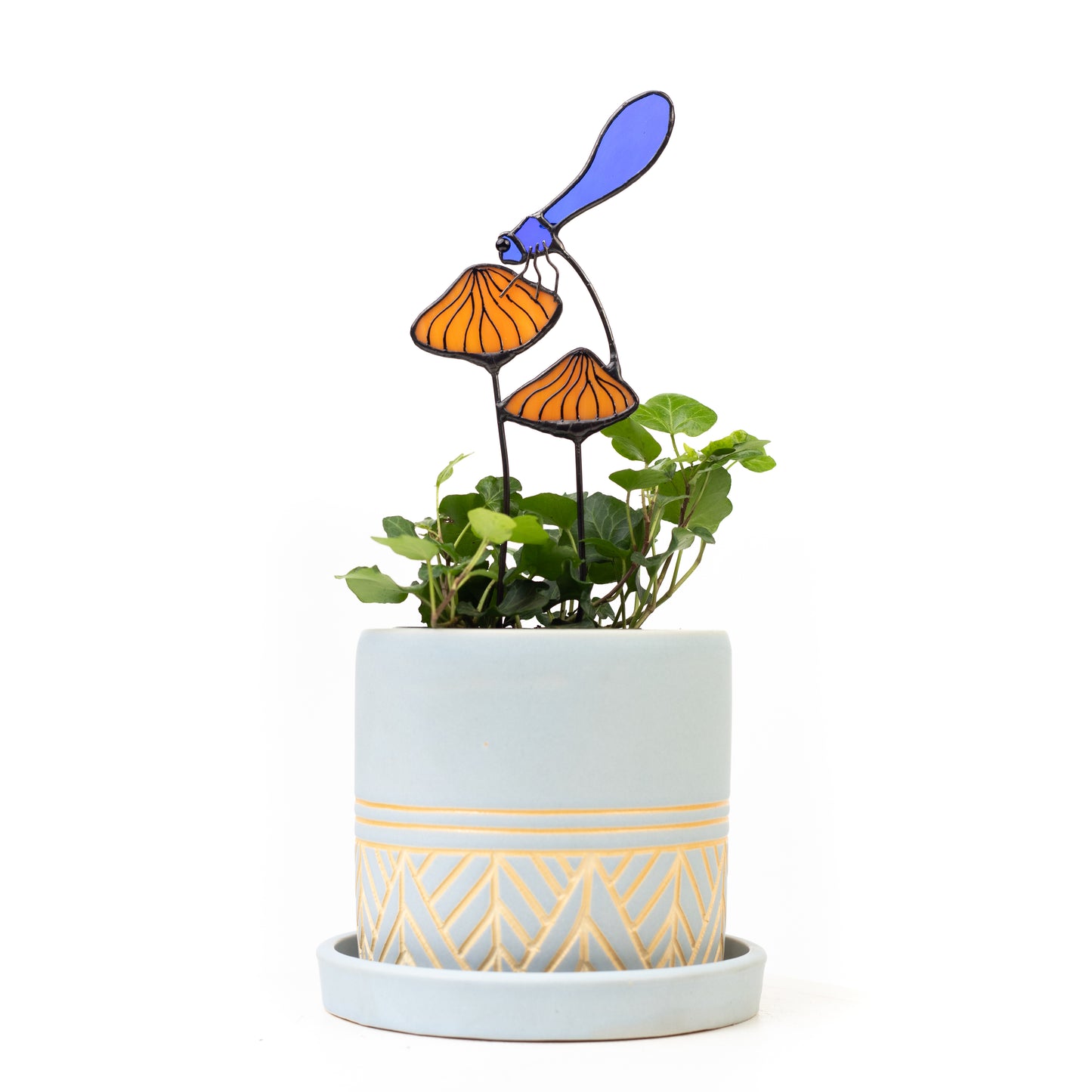 Stained Glass Dragonfly Suncatcher and Plant Stake - Versatile Home and Garden Decor