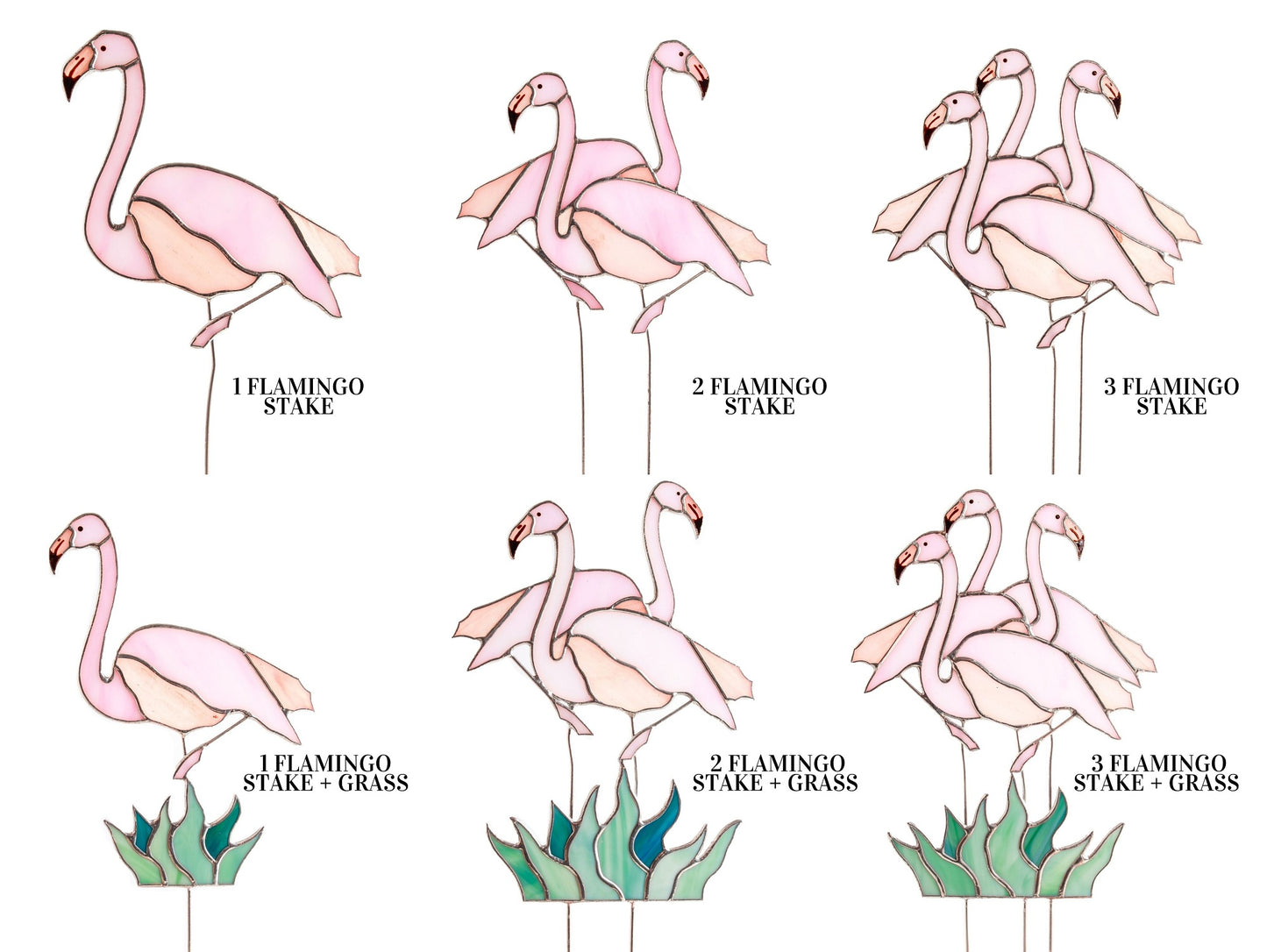 Stained Glass Flamingo Plant Stake - Unique Garden Decor Gift