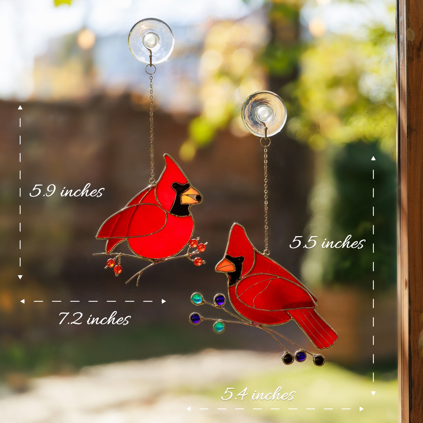 Male Red Cardinal Stained Glass Suncatcher