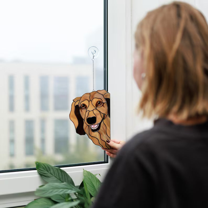 Longhair Dachshund Dog Suncatcher