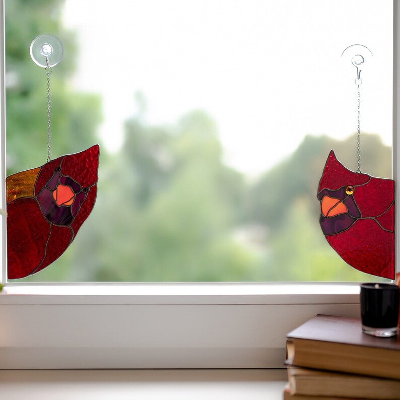 Ciarain Cardinal Suncatchers Stained Glass for Window Hangings Cardinal Sun Catchers Gifts for Women