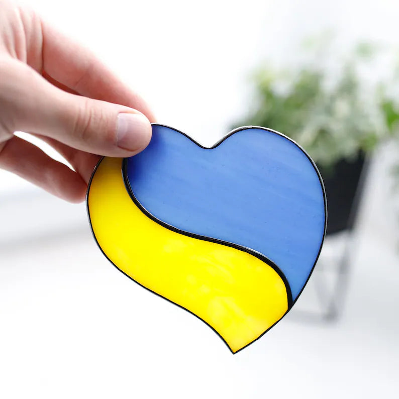 Heart Ukrainian Flag Suncatcher
