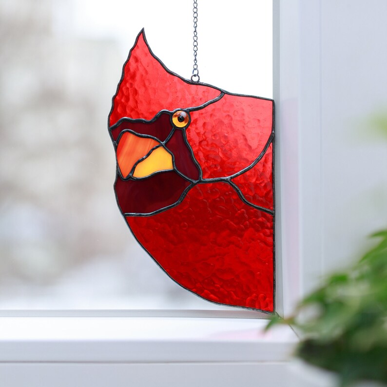 Ciarain Cardinal Suncatchers Stained Glass for Window Hangings Cardinal Sun Catchers Gifts for Women