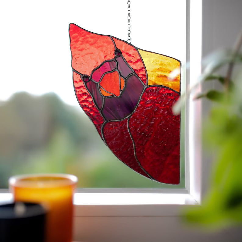 Ciarain Cardinal Suncatchers Stained Glass for Window Hangings Cardinal Sun Catchers Gifts for Women