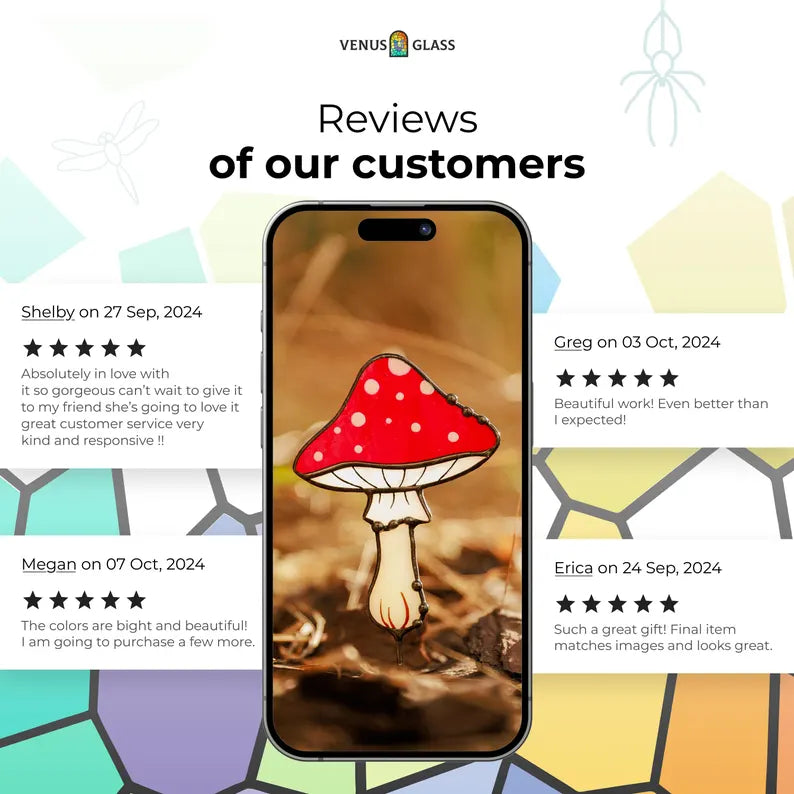 Mushroom Stained Glass Plant Stake