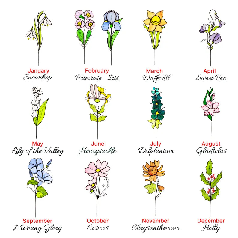 Hawthorn Suncatcher Plant Stake May Birth Flower Stained Glass Gifts for Women