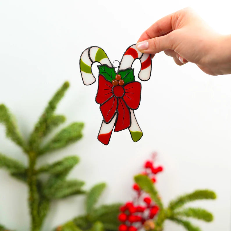 Christmas Candy Cane Ornament – Sweet Tradition in Stained Glass