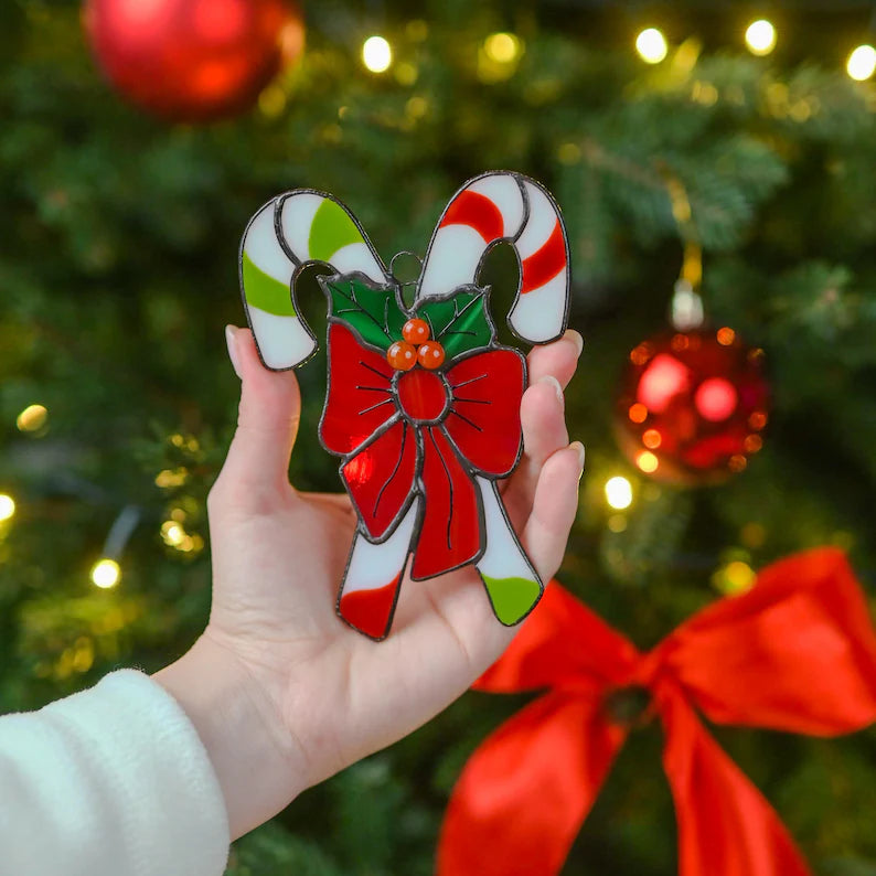 Christmas Candy Cane Ornament – Sweet Tradition in Stained Glass