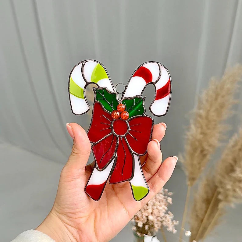 Christmas Candy Cane Ornament – Sweet Tradition in Stained Glass