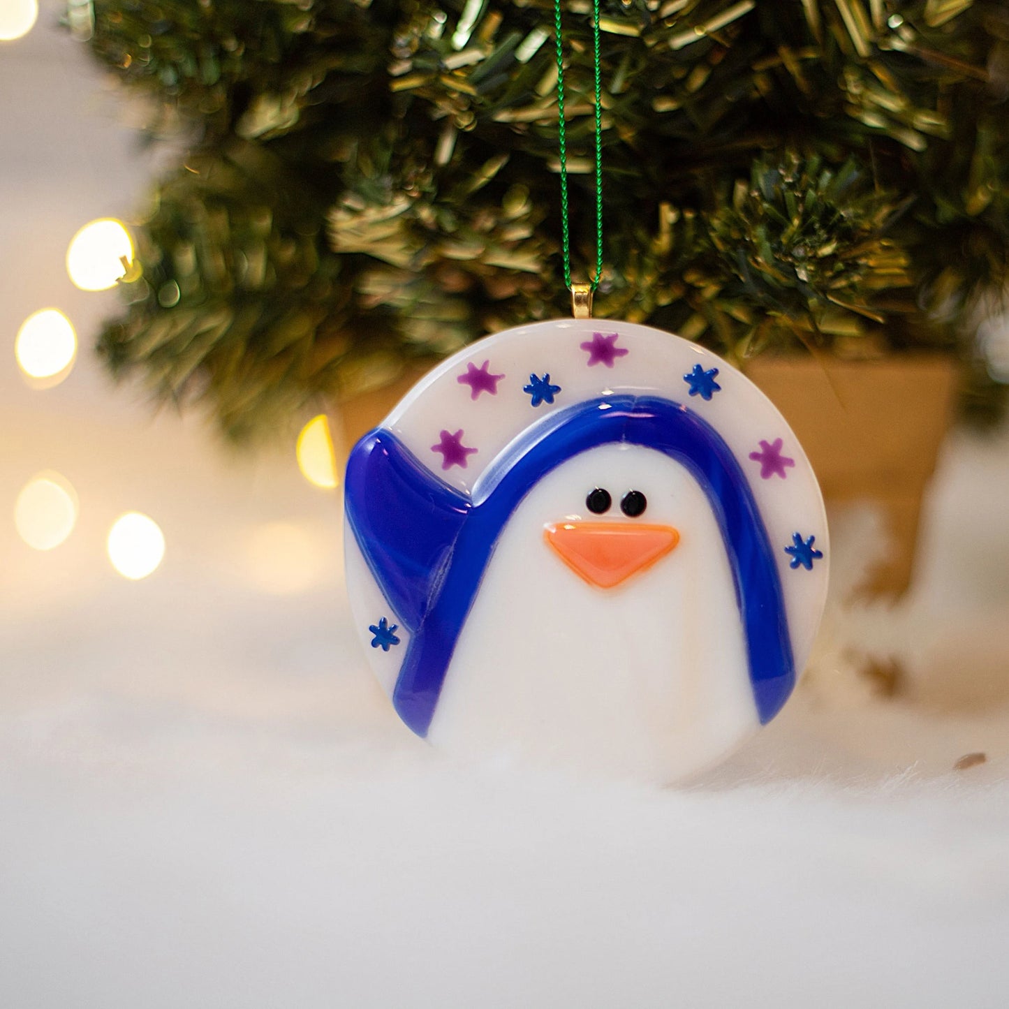 Fused glass Christmas ornaments, New Year reindeer ornament, Christmas tree decorations