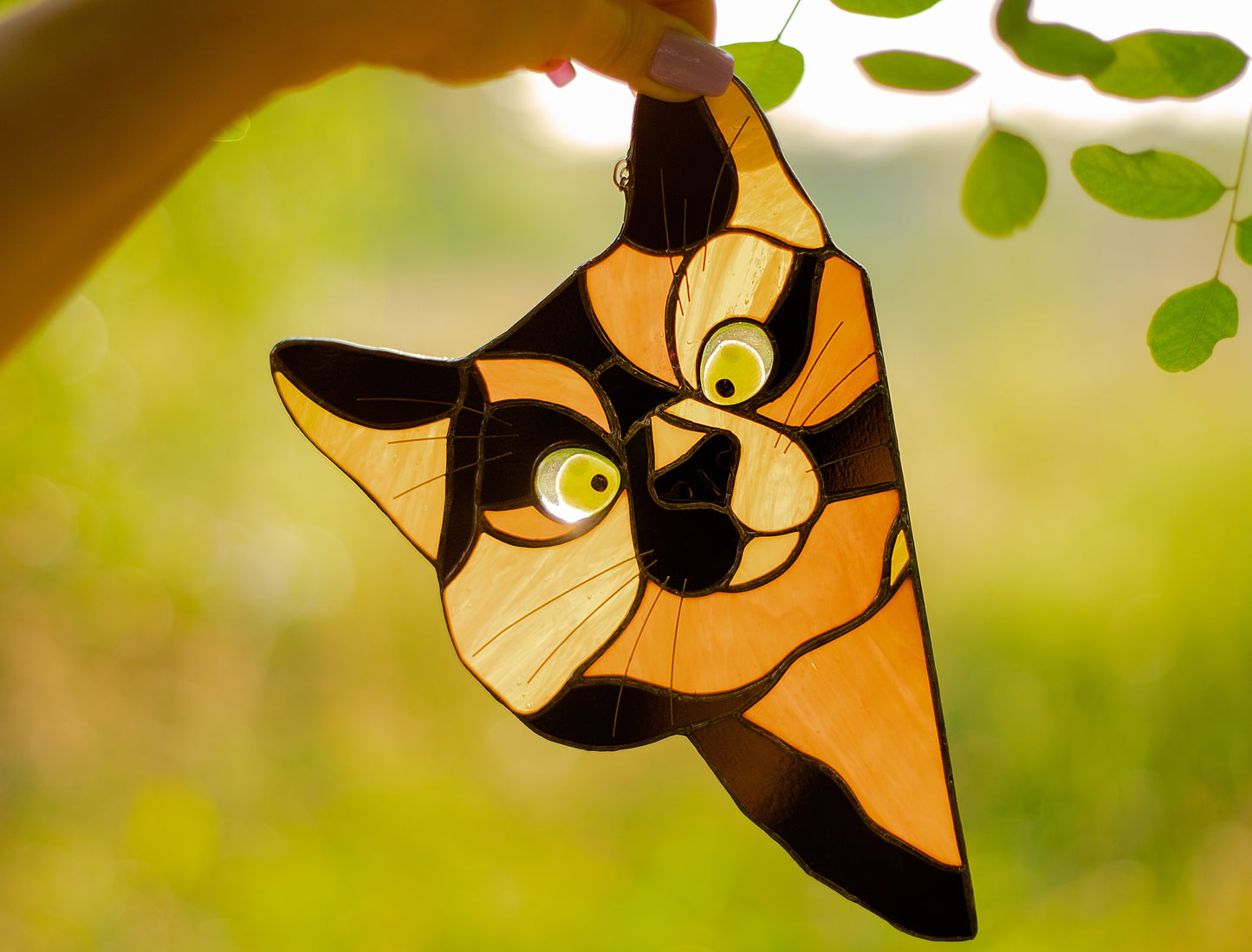 Peeking Cat Stained Glass Suncatcher, Mothers Day Gifts