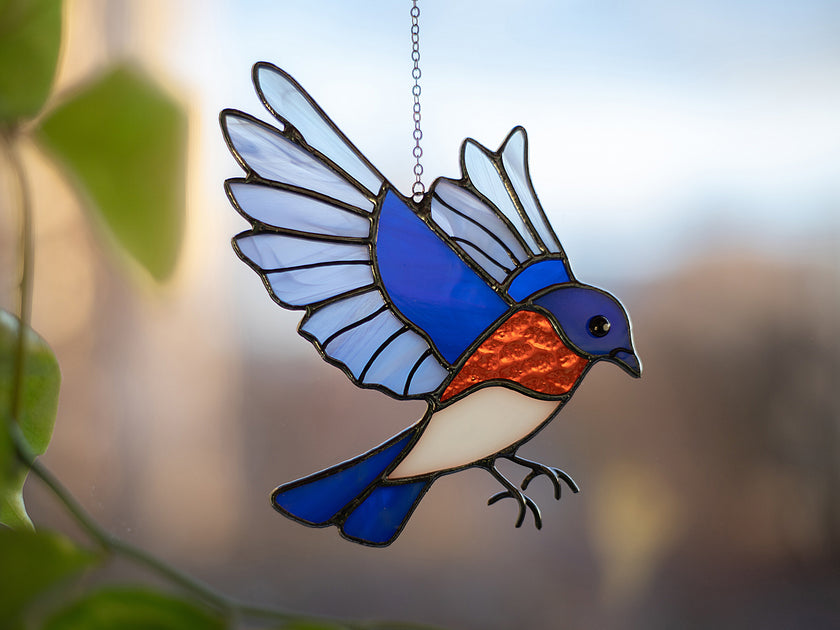 Blue Glass Bird Feeder & Sun Catcher