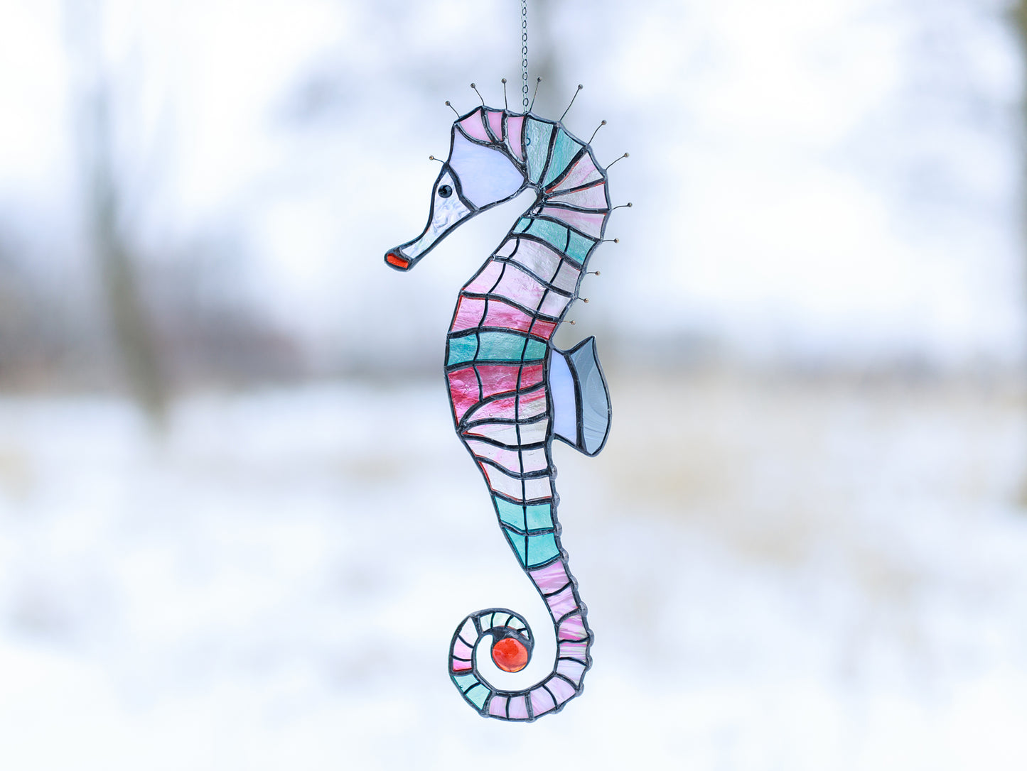 Sea Horse Stained Glass Suncatcher - Beach house decor