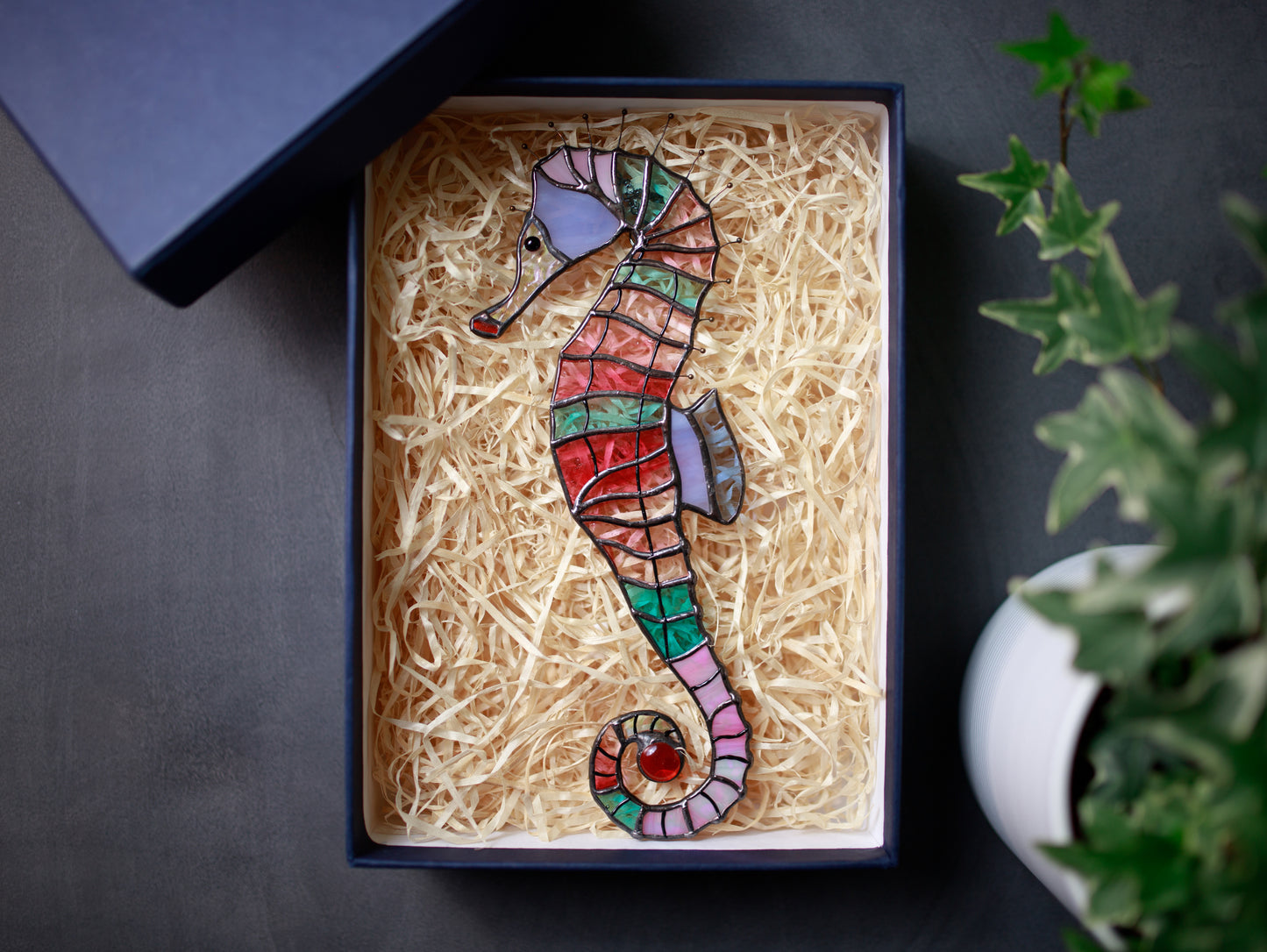 Sea Horse Stained Glass Suncatcher - Beach house decor