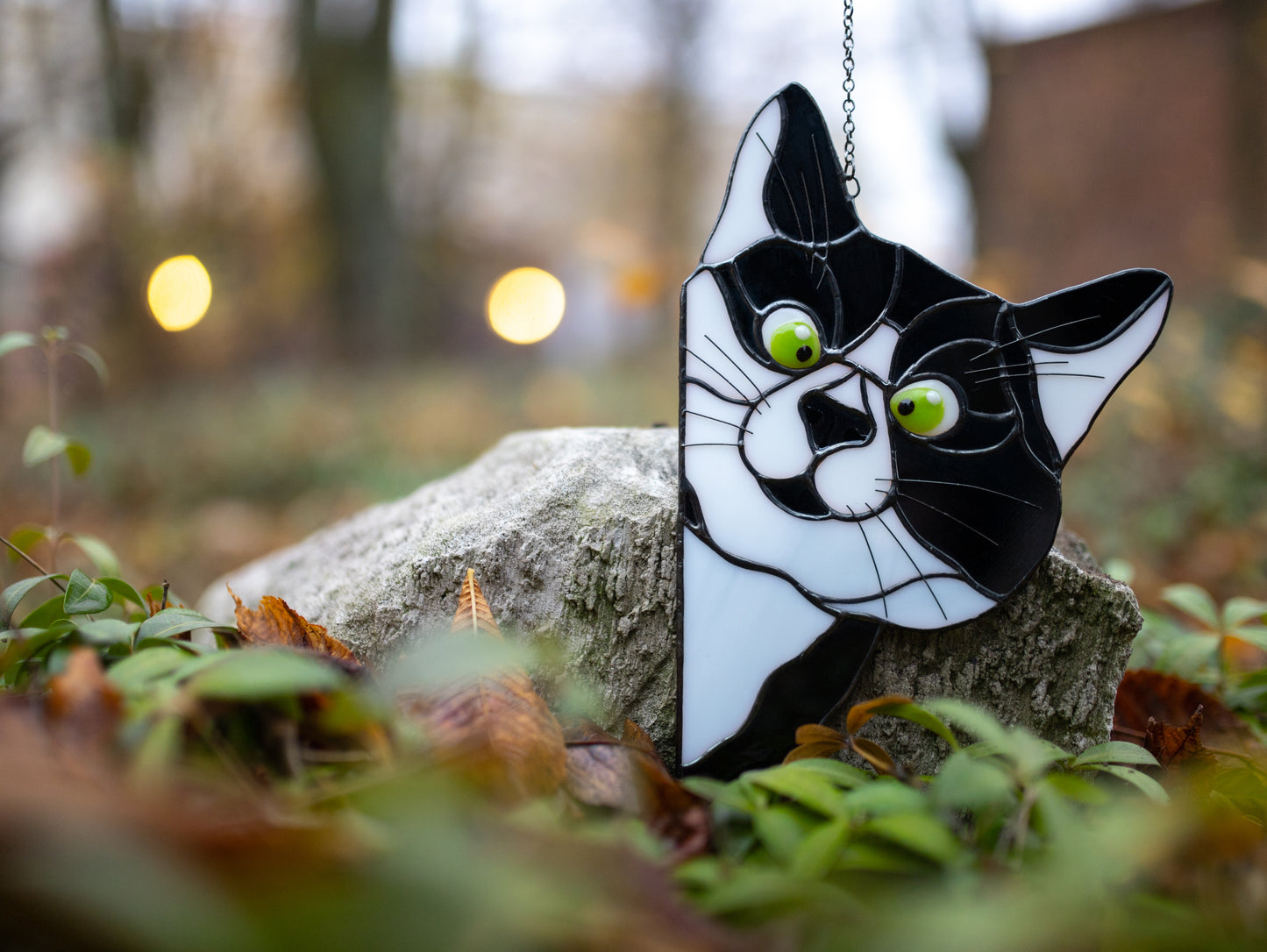 Peeking Cat Stained Glass Suncatcher, Mothers Day Gifts