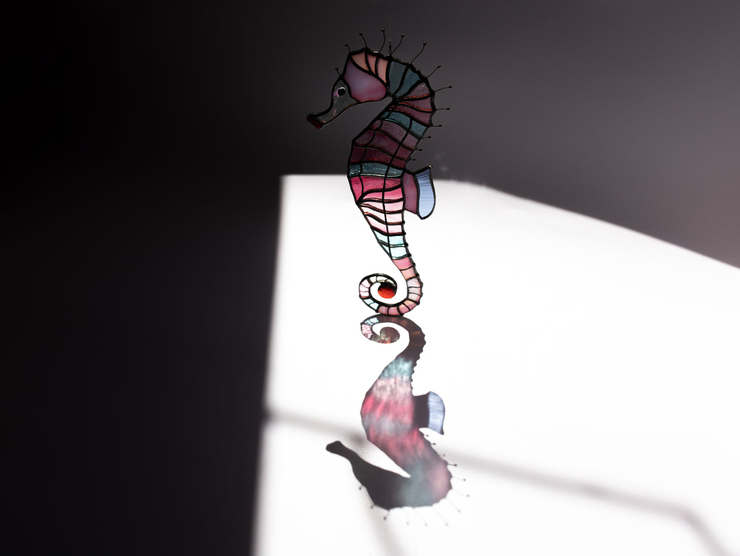 Sea Horse Stained Glass Suncatcher - Beach house decor