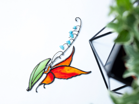 Stained Glass Butterfly Suncatcher & Plant Stake - Versatile & Elegant Home and Garden Decor