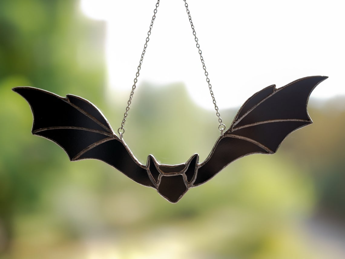 Stained glass bat suncatcher for window hangings