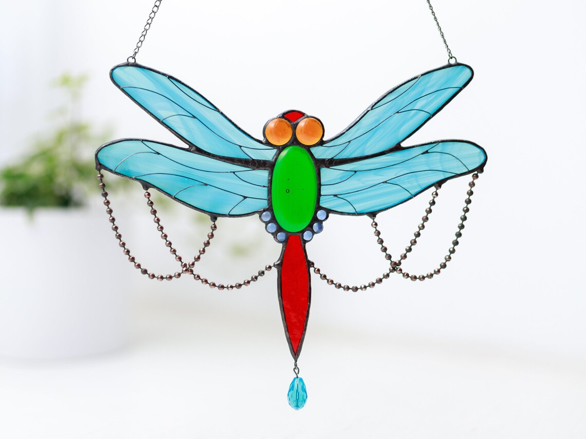 Stained Glass Dragonfly Suncatcher - Vibrant and Meaningful Decor