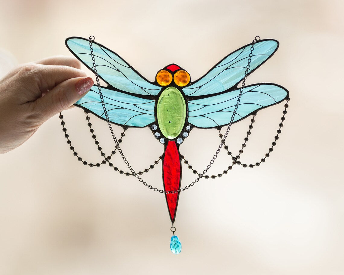 Stained Glass Dragonfly Suncatcher - Vibrant and Meaningful Decor