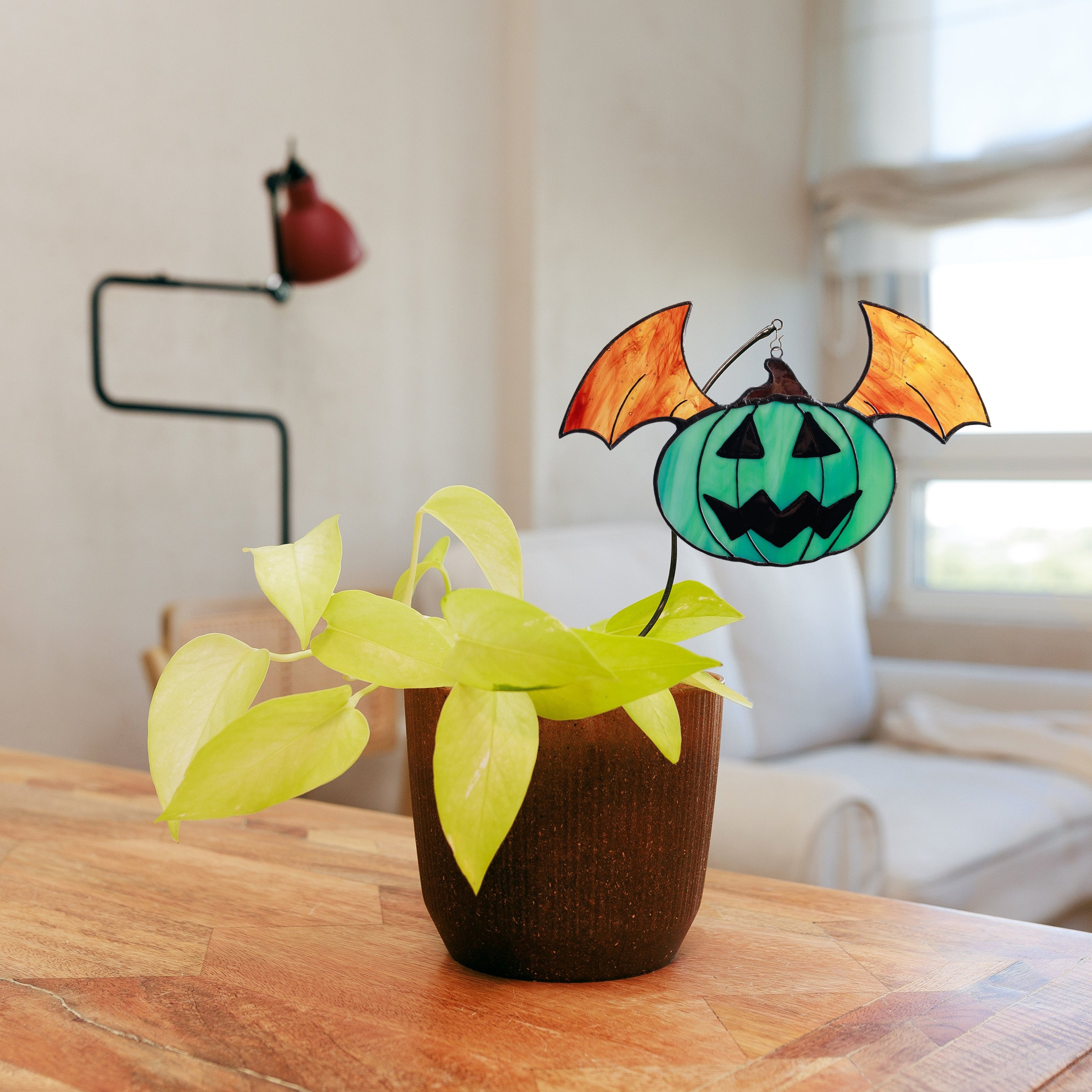 Pumpkin Wings Stained Glass Suncatcher