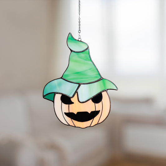 Pumpkin Hat Stained Glass Suncatcher