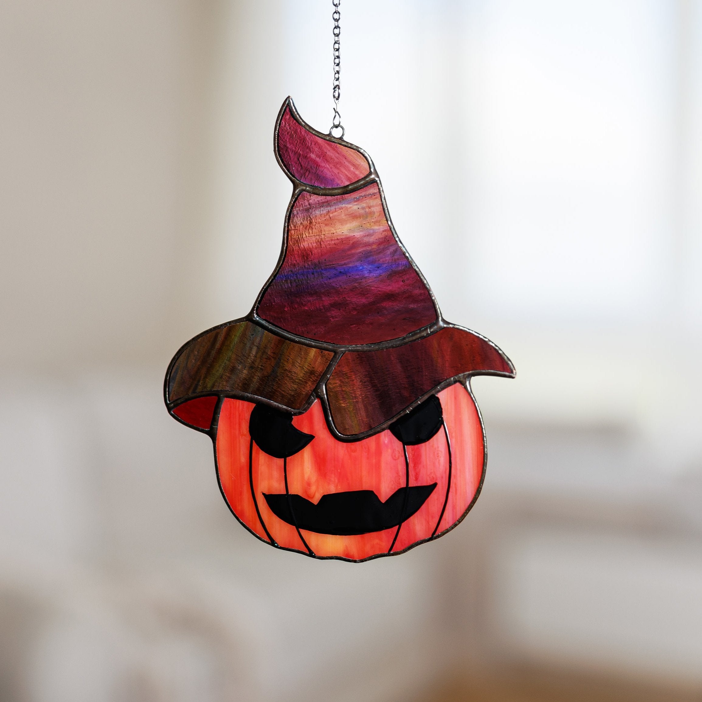 Pumpkin Hat Stained Glass Suncatcher