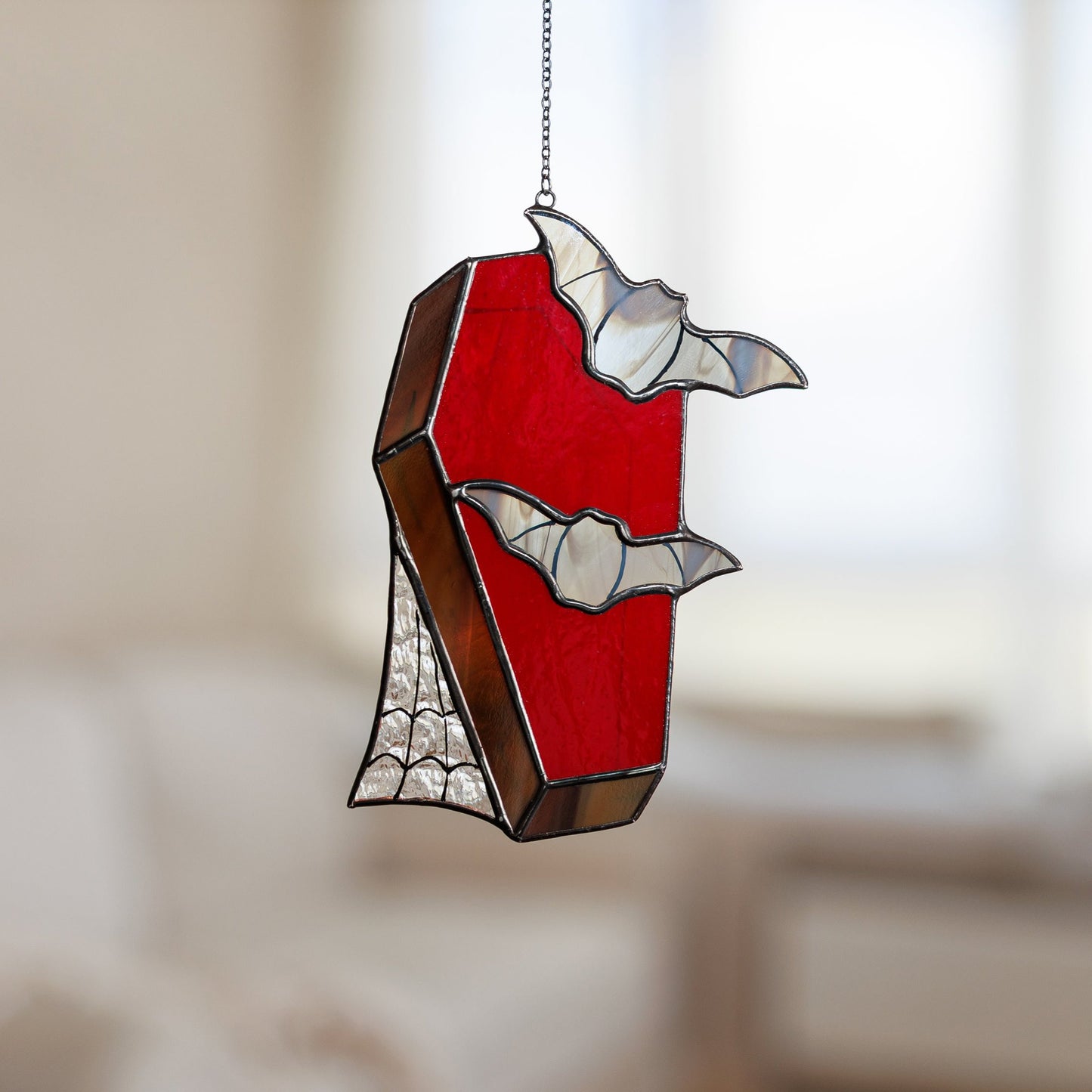 Coffin Bat Stained Glass Suncatcher