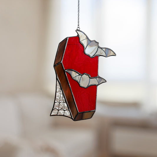 Coffin Bat Stained Glass Suncatcher