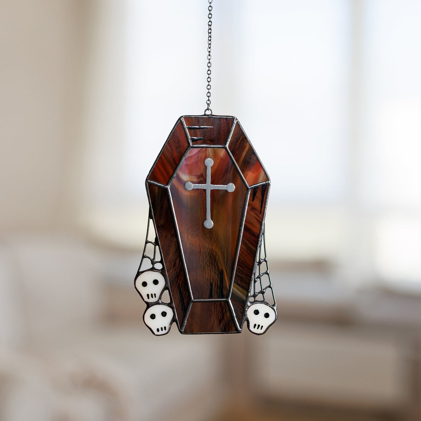 Coffin Cross Stained Glass Suncatcher