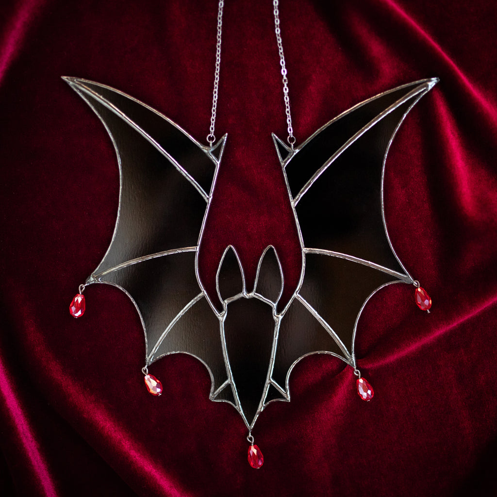 Halloween Black Bat Stained Glass Window Hanging Suncathcers Halloween Decor