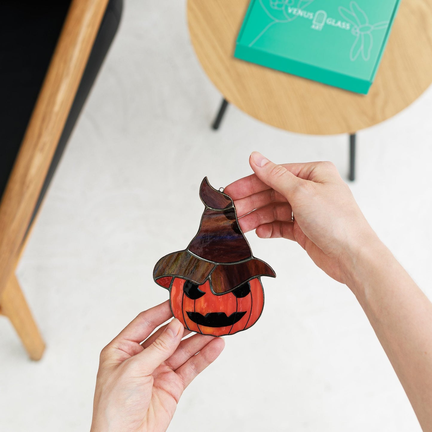 Pumpkin Hat Stained Glass Suncatcher