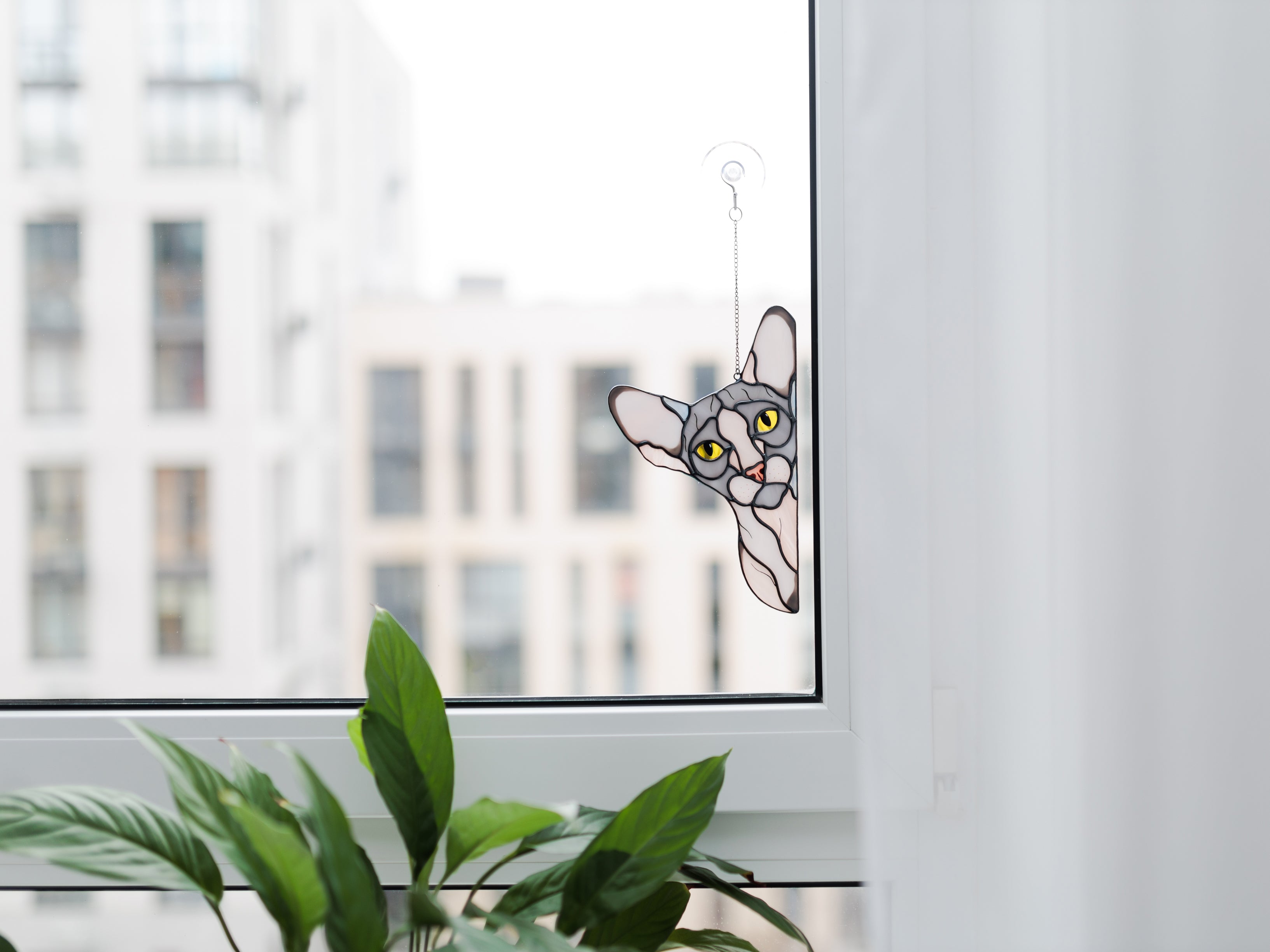 Stained Glass Sphynx Cat Suncatcher