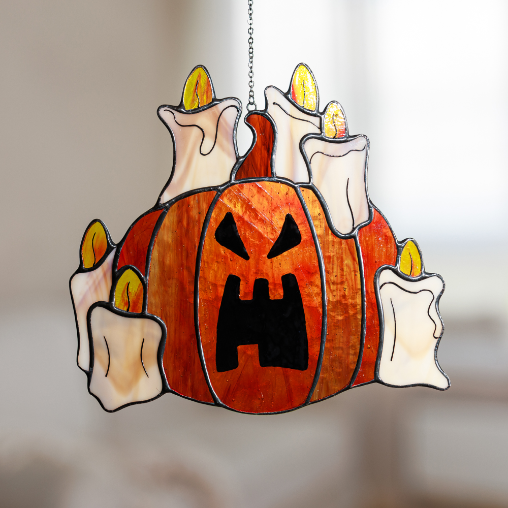 Pumpkin Candles Suncatcher