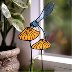 Stained Glass Dragonfly Garden Stake