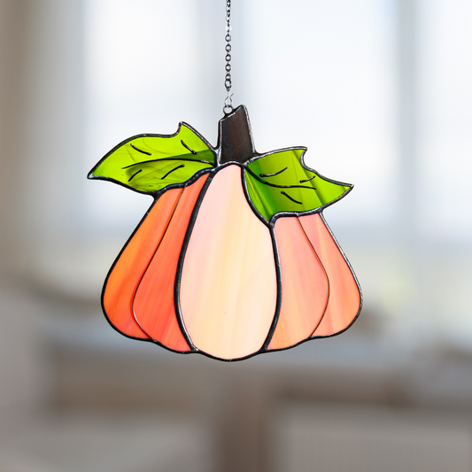 Wild Bloom Pumpkin 2 in 1 Stained Glass Suncatcher