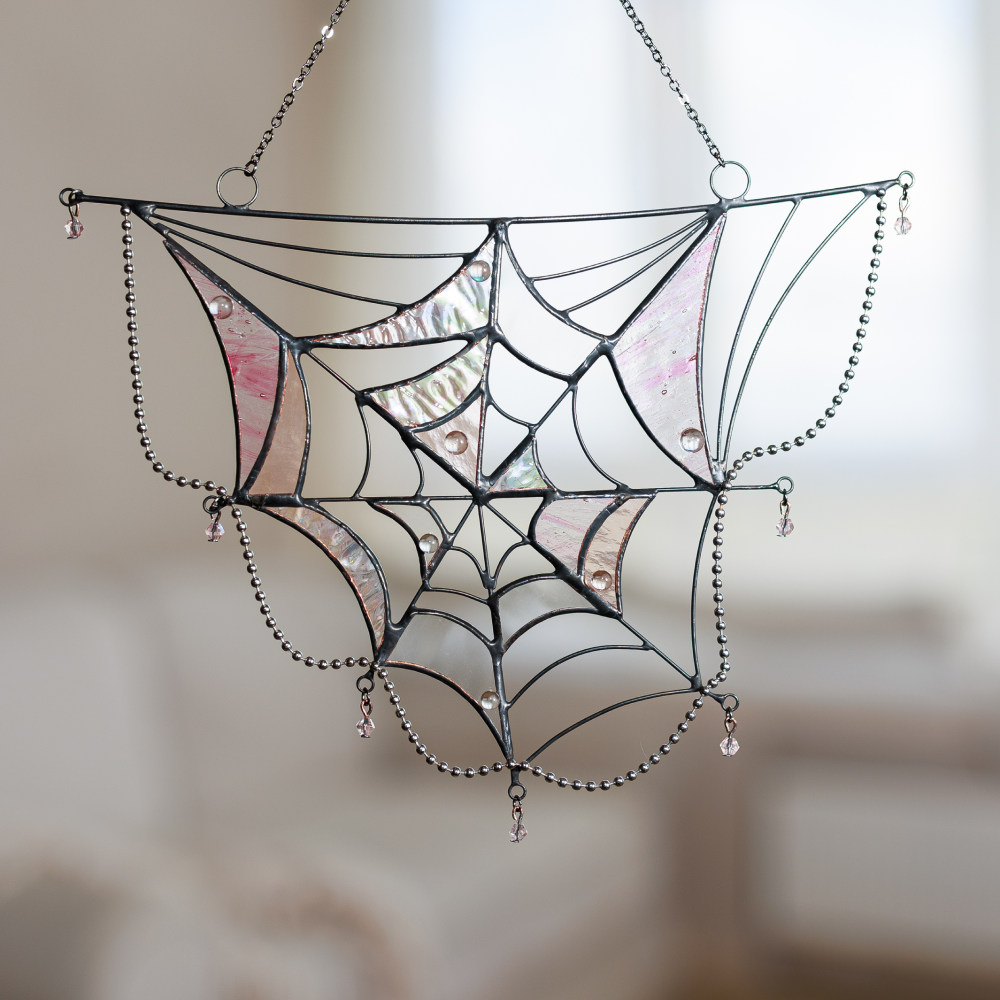 Spider Web Stained Glass Suncatcher