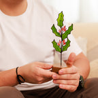 Stained Glass Holly Plant Stake (December Birth Flower)