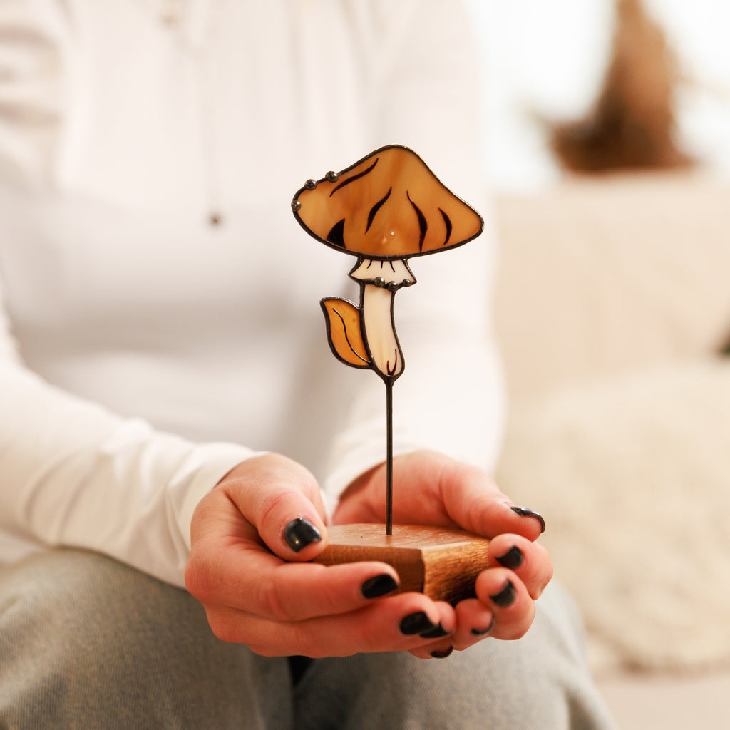 Mushroom Stained Glass Plant Stake
