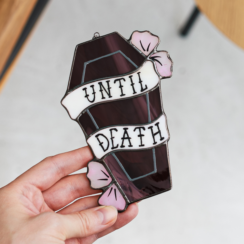 Coffin Until Death Stained Glass Suncatcher