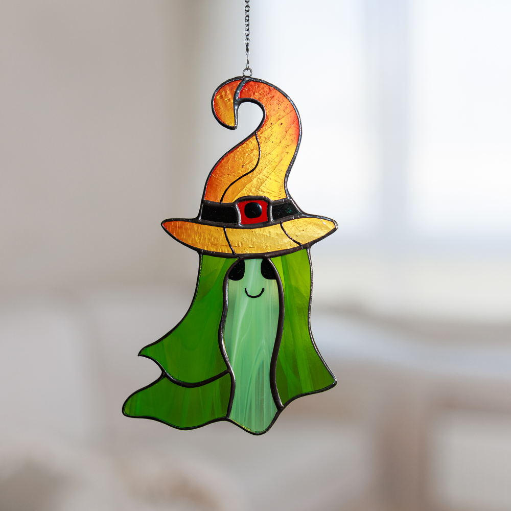 Witch Ghost Stained Glass Suncatcher