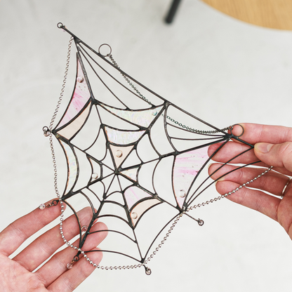 Spider Web Stained Glass Suncatcher