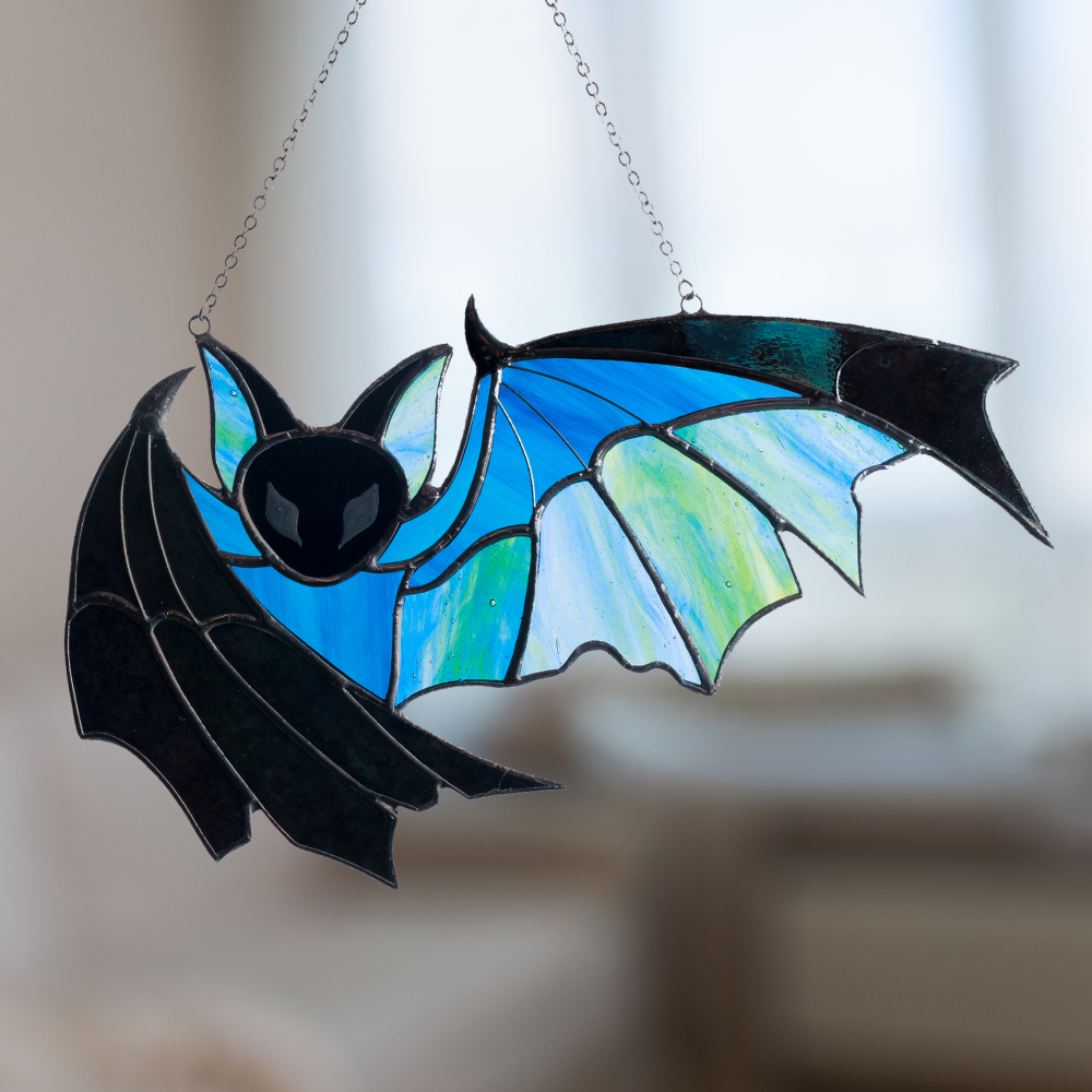 Tantalizing Bat Stained Glass Suncatcher