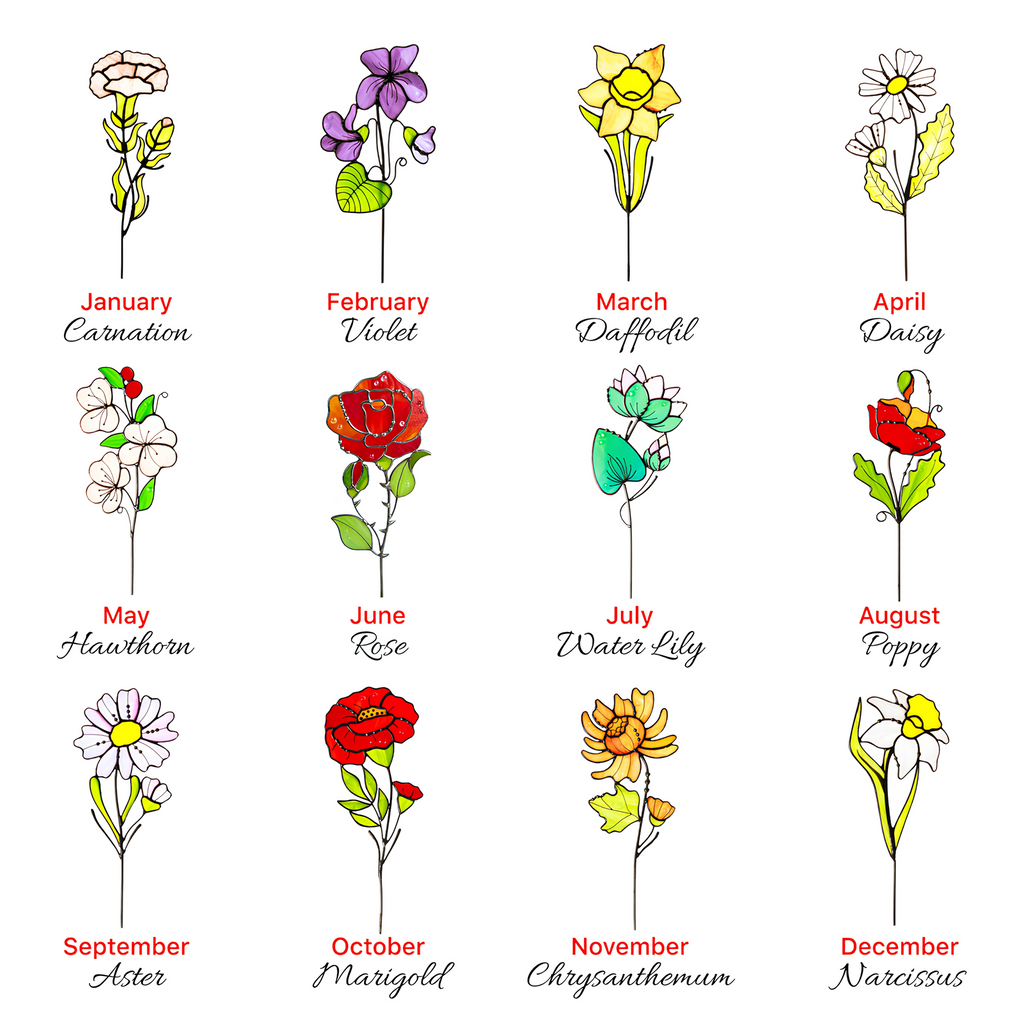 Personalized Stained Glass Daffodil Plant Stake Suncatcher March Birth Flower Best Gifts for Mom Birthday