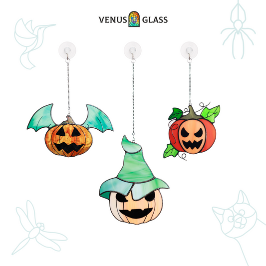 Whimsical Pumpkin Trio Suncatcher