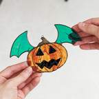 Pumpkin Wings Stained Glass Suncatcher