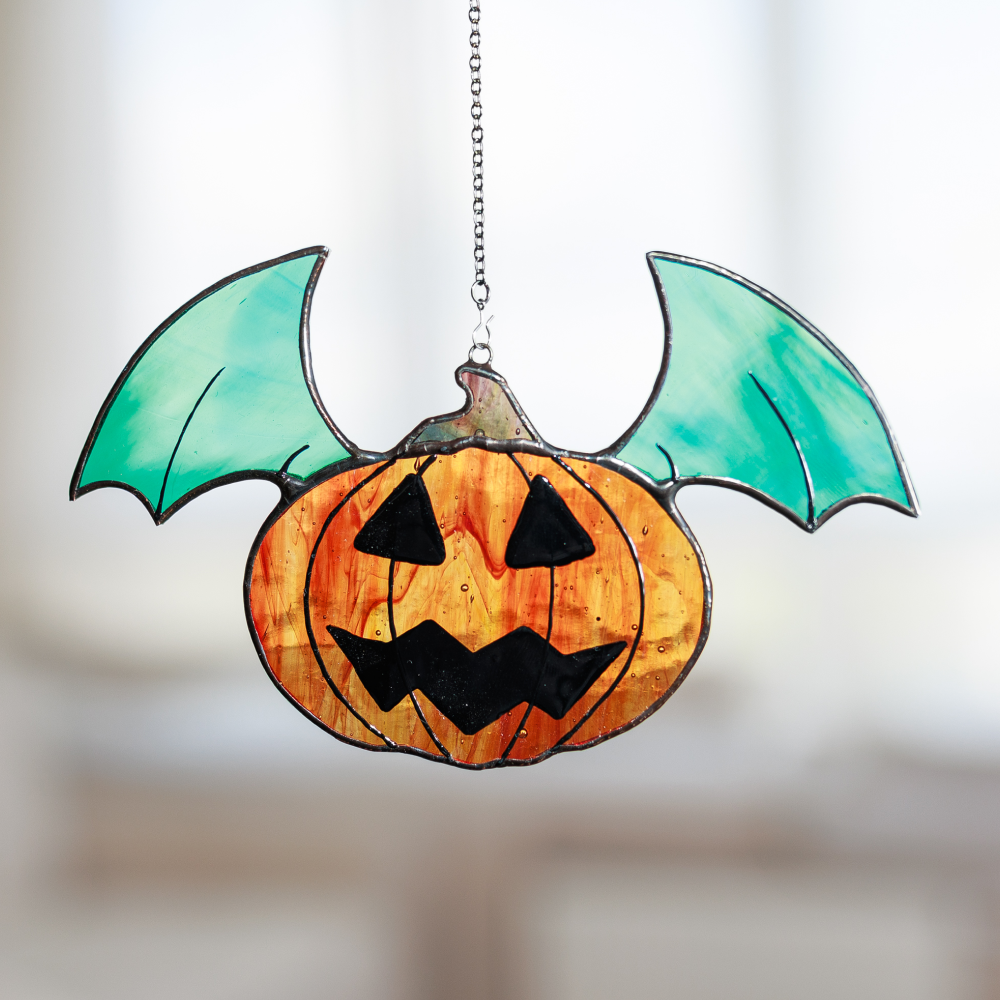 Pumpkin Wings Stained Glass Suncatcher