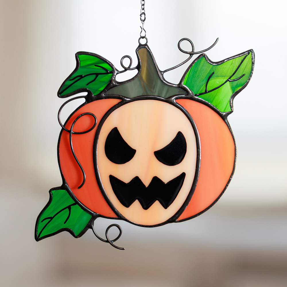 Whimsical Pumpkin Trio Suncatcher