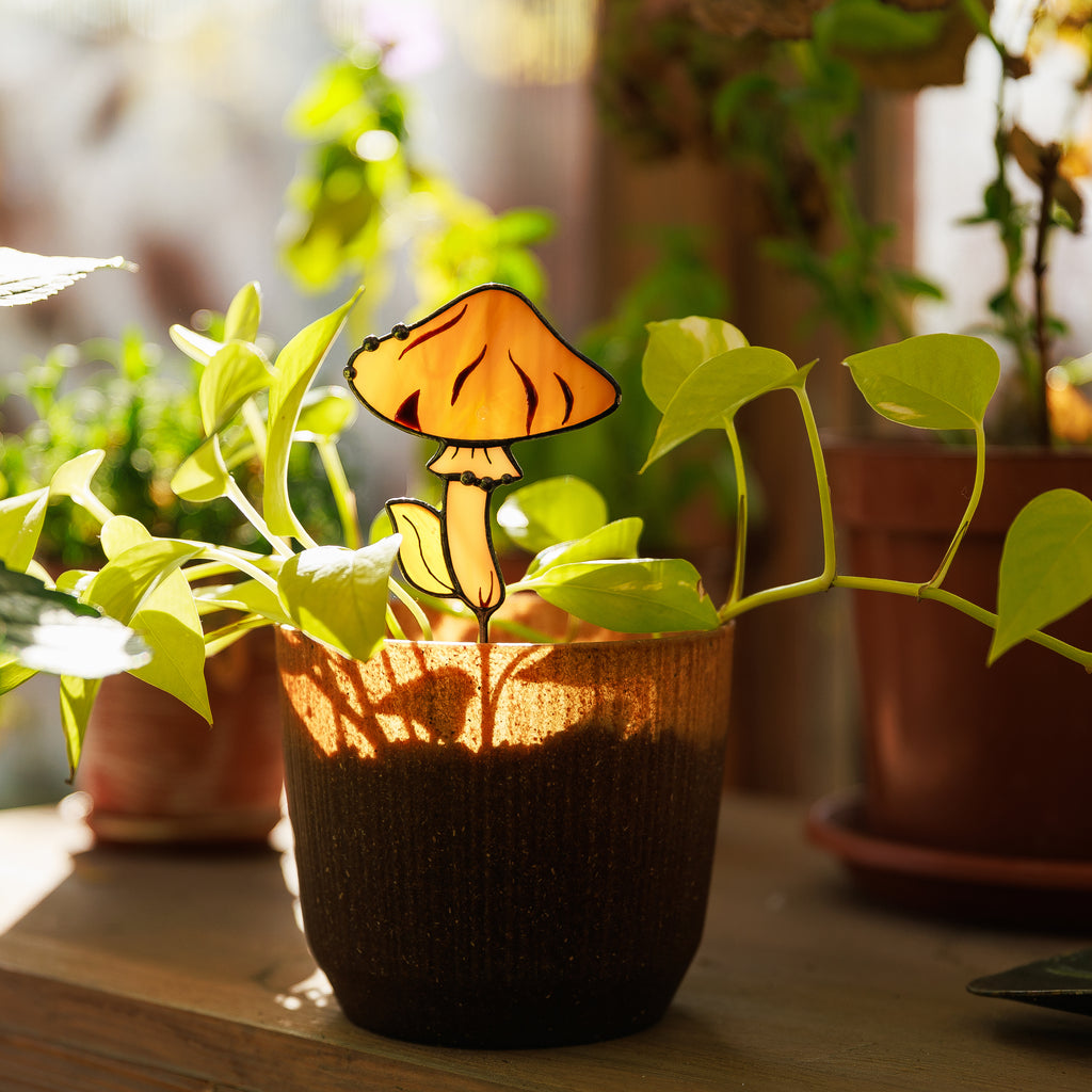 Mushroom Stained Glass Plant Stake